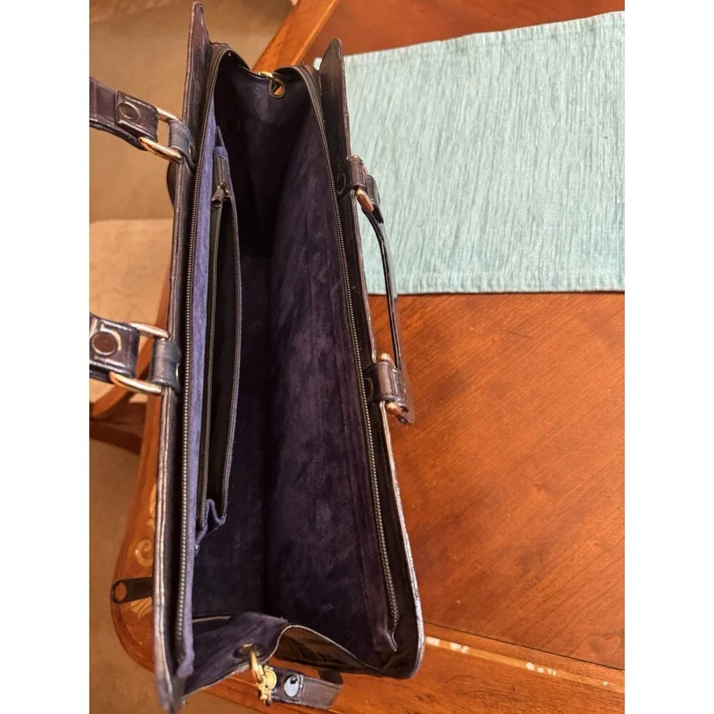 Briefcase Laptop Messenger Bag Vintage Attache Case Eel Skin Grey